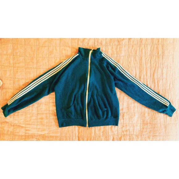 Vintage 1970s Teal Track Jacket - Picture 2 of 8